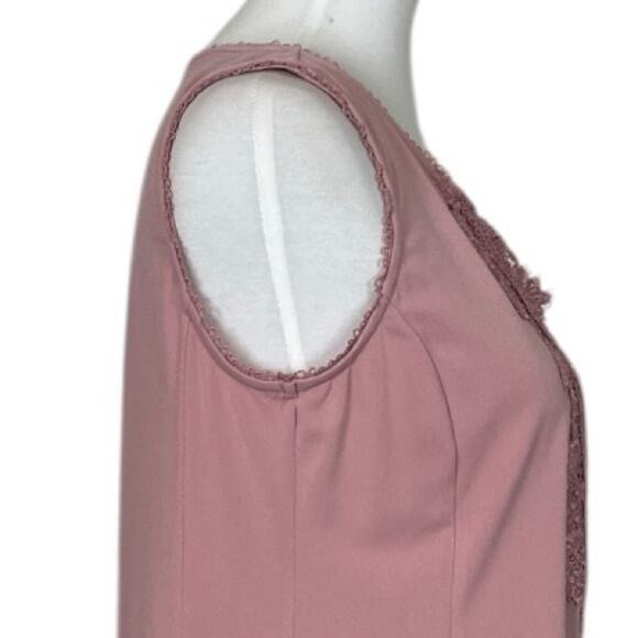 Roz & Ali Dressbarn Top Lace Split Neck Sleeveless Mauve Pink Women’s Size M - Picture 7 of 12